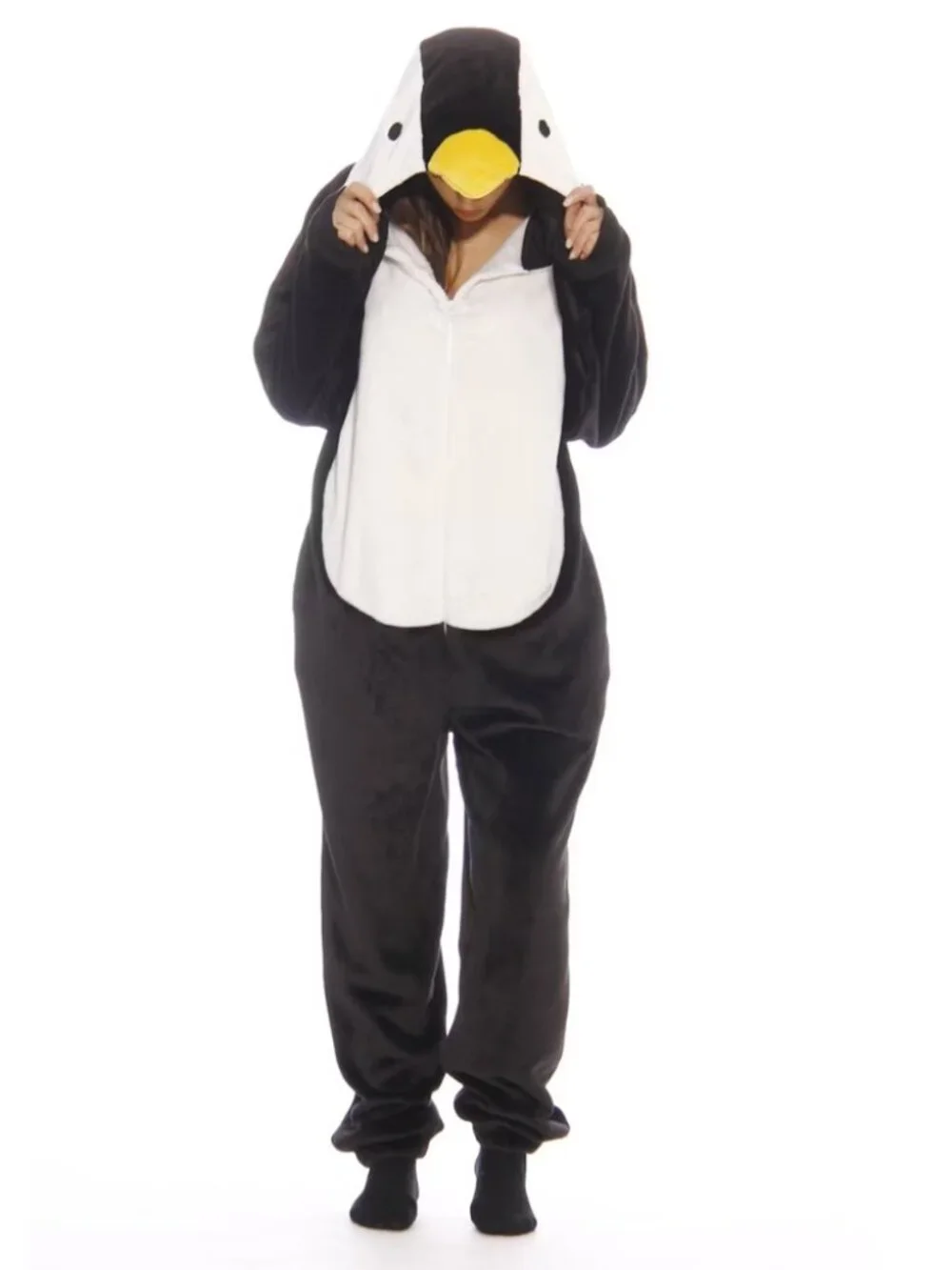 Just Love Womens One Piece Winter Christmas Penguin Bodysuit Hooded Pajamas